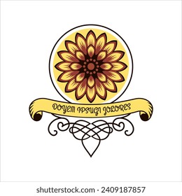 Elegance Defined: Boutique Branding with a Classic and Feminine Touch. Floral Ornaments, a Crown, and a Touch of Luxury in a Golden, Flat Design. Perfect for Cosmetic, Hotel, or Jewelry Logos