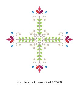 Elegance design element template for pattern. Floral illustration in outline style with monogram elements