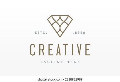 Plantilla de diseño de logotipo para líneas onduladas de diamante de elegancia