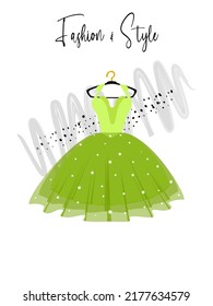 A elegance dress on hanger. Dress for party and special event. fashion and style illustration.