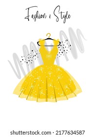 A elegance dress on hanger. Dress for party and special event. fashion and style illustration.