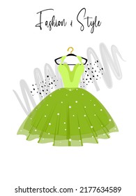 A elegance dress on hanger. Dress for party and special event. fashion and style illustration.