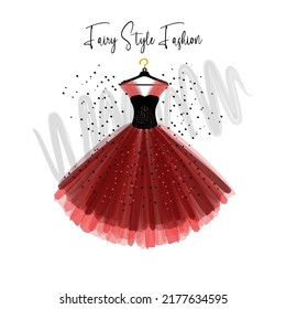 A elegance dress on hanger. Dress for party and special event. fashion and style illustration.