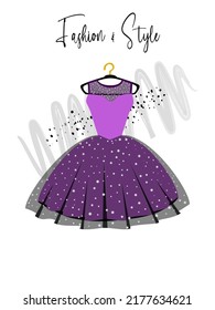 A elegance dress on hanger. Dress for party and special event. fashion and style illustration.