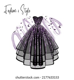 A elegance dress on mannequin. Dress for party and prom. fashion and style illustration.