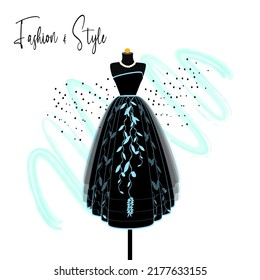 A elegance dress on mannequin. Dress for party and prom. fashion and style illustration.