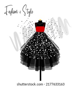 A elegance dress on mannequin. Dress for party and prom. fashion and style illustration.