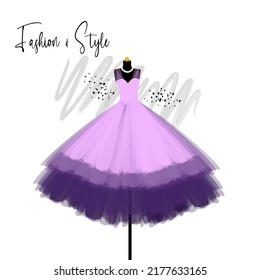 A elegance dress on mannequin. Dress for party and prom. fashion and style illustration.