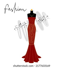 A elegance dress on mannequin. Dress for party and prom. fashion and style illustration.