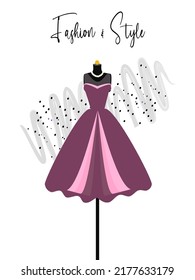 A elegance dress on mannequin. Dress for party and prom. fashion and style illustration.