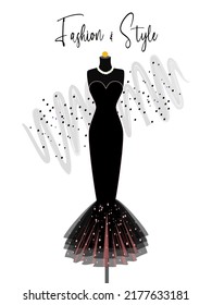 A elegance dress on mannequin. Dress for party and prom. fashion and style illustration.