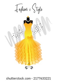 A elegance dress on mannequin. Dress for party and prom. fashion and style illustration.