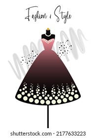 A elegance dress on mannequin. Dress for party and prom. fashion and style illustration.