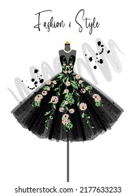 A elegance dress on mannequin. Dress for party and prom. fashion and style illustration.