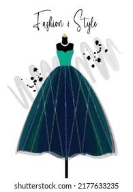 A elegance dress on mannequin. Dress for party and prom. fashion and style illustration.