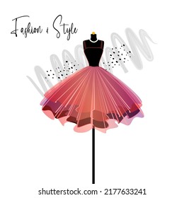 A elegance dress on mannequin. Dress for party and prom. fashion and style illustration.