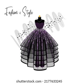 A elegance dress on mannequin. Dress for party and prom. fashion and style illustration.