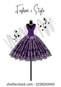 A elegance dress on mannequin. Dress for party and special event. fashion and style illustration. Vector of ball gown on mannequin. Illustration on white background.