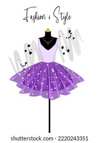 A elegance dress on mannequin. Dress for party and special event. fashion and style illustration. Vector of ball gown on mannequin. Illustration on white background.