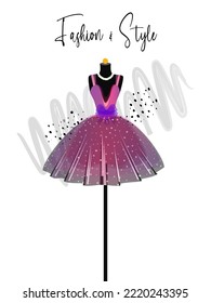 A elegance dress on mannequin. Dress for party and special event. fashion and style illustration. Vector of ball gown on mannequin. Illustration on white background.