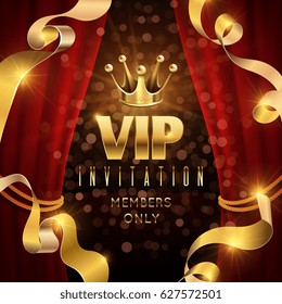 Elegance and exclusive party vector invitation with golden luxury crown
