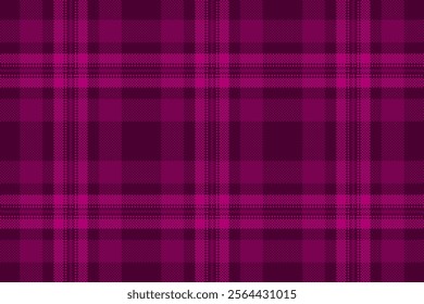 Elegance fabric check plaid, robe pattern seamless texture. Picture tartan background vector textile in pink and dark colors palette.