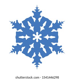 Elegance flat decorative blue snowflake vector design on white background in great details suitable for Christmas, New Year, Hanukkah and other winter theme holiday celebration event.
