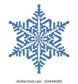 Elegance flat decorative blue snowflake vector design on white background in great details suitable for Christmas, New Year, Hanukkah and other winter theme holiday celebration event.