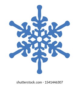 Elegance flat decorative blue snowflake vector design on white background in great details suitable for Christmas, New Year, Hanukkah and other winter theme holiday celebration event.