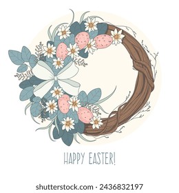 Elegance floral wreath, easter vector illustration.