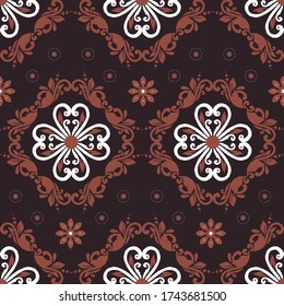 Elegance flower motifs on Tradisional batik design with modern white brown color design