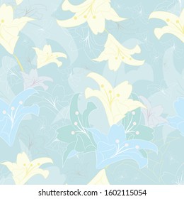Elegance flower seamless pattern design. Bright color series botanical illustration. Can use for print, template, fabric, presentation, textile, banner, poster, wallpaper