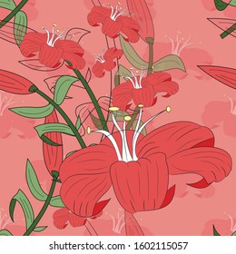 Elegance flower seamless pattern design. Bright color series botanical illustration. Can use for print, template, fabric, presentation, textile, banner, poster, wallpaper
