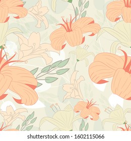 Elegance flower seamless pattern design. Bright color series botanical illustration. Can use for print, template, fabric, presentation, textile, banner, poster, wallpaper