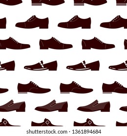 Elegance footwear seamless pattern. Male boots seamless texture. Pattern footwear repeat, shape of shoes illustration