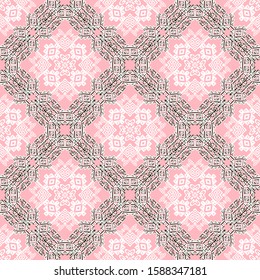 Elegance geometric tribal vector seamless pattern. Ethnic ornamental beautiful background. Abstract modern design. Lacy symmetrical geometry greek key meander ornament. Geometrical decorative backdrop
