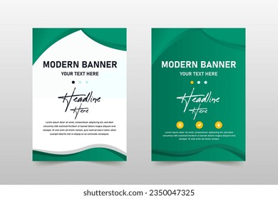 Elegance Gradient Green Business Banner Template With Curves, can be used for business designs, presentation designs or any suitable designs.