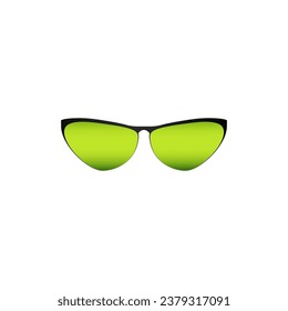 Elegance green sunglasses. Fashion accessory to protect eyes from sun with stylish lenses and plastic vector frames.