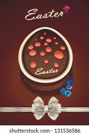 Elegance greeting card with Easter chocolate egg-cakes. Detailed vector illustration.