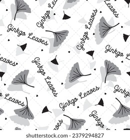 Elegance in Grey Ginkgo Leaves Dance Vector Pattern can be use for background and apparel design