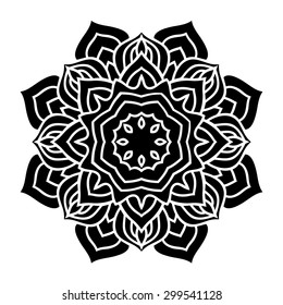 elegance hand drawn round black lace ornament, mandala, zentangle, vector illustration