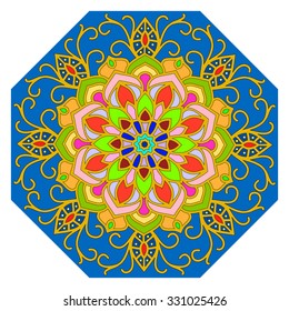 elegance hand drawn round colored lace ornament, mandala, zentangle, vector illustration