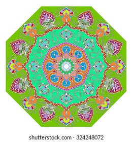 elegance hand drawn round colorful lace ornament, mandala, zentangle, vector illustration