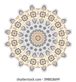 elegance hand drawn round colorful lace ornament, mandala, zentangle, vector illustration