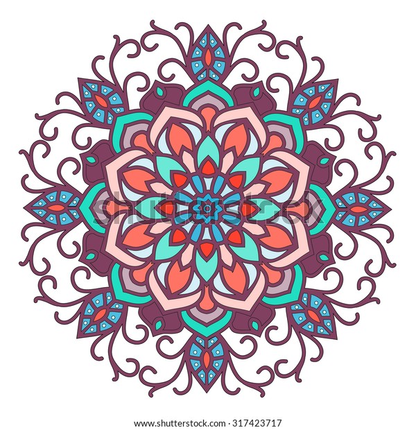 Elegance Hand Drawn Round Colorful Lace Stock Vector (Royalty Free ...