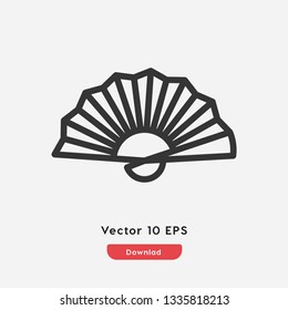 Elegance hand fan icon vector. Hand fan symbol. Linear style sign for mobile concept and web design. Hand fan symbol illustration. Pixel vector graphics - Vector.