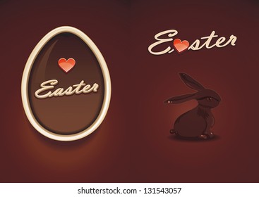Elegance Happy Easter Card with chocolate egg-cakes. Detailed vector illustration.