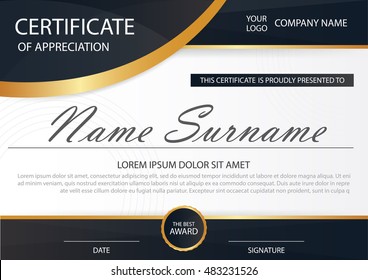 Elegance horizontal certificate with Vector illustration ,white frame certificate template with clean and modern pattern presentation