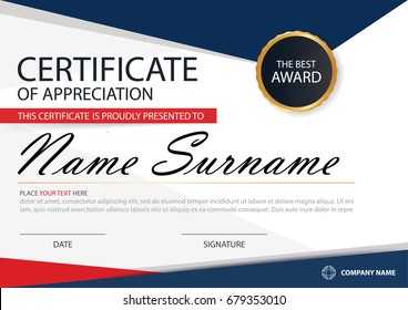 Elegance horizontal certificate with Vector illustration ,white frame certificate template with clean and modern pattern presentation