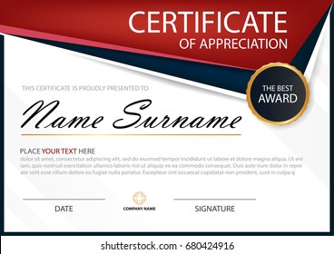 Elegance horizontal certificate with Vector illustration ,white frame certificate template with clean and modern pattern presentation